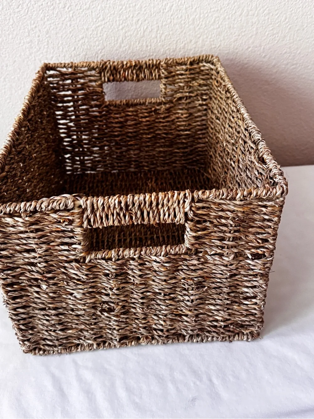 Natural Woven Seagrass Storage Basket - Brown